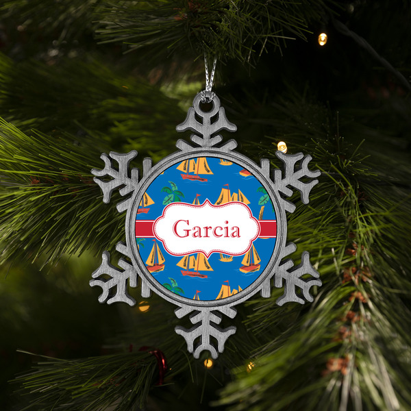 Boats & Palm Trees Vintage Snowflake - (LIFESTYLE)