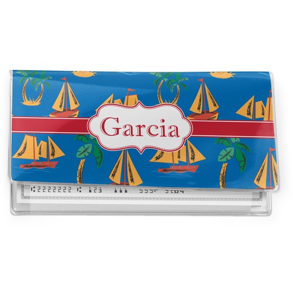 Custom Boats & Palm Trees Vinyl Checkbook Cover (Personalized)