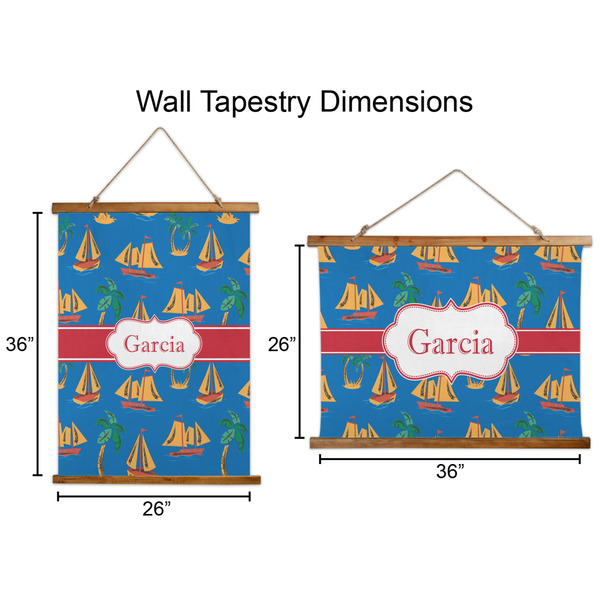 Boats & Palm Trees Wall Hanging Tapestries - Parent/Sizing