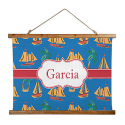 Boats & Palm Trees Wall Hanging Tapestry - Wide (Personalized)