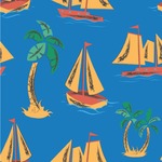 Boats & Palm Trees Wallpaper & Surface Covering (Water Activated 24"x 24" Sample)
