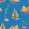 Boats & Palm Trees Wallpaper Square