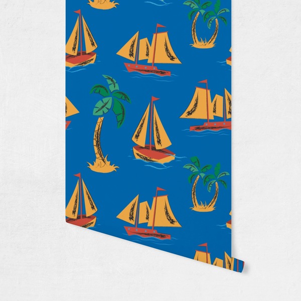 Boats & Palm Trees Wallpaper on Wall