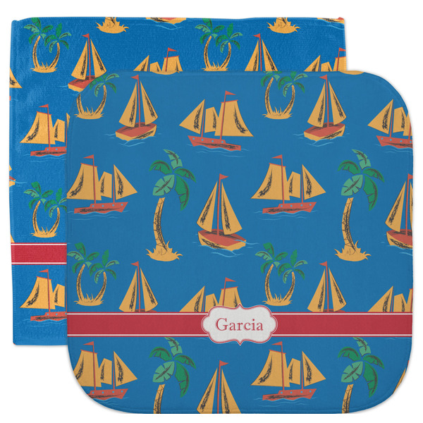 Custom Boats & Palm Trees Facecloth / Wash Cloth (Personalized)
