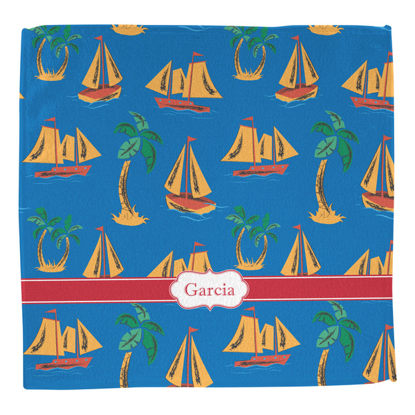 Boats & Palm Trees Washcloth - Front - No Soap