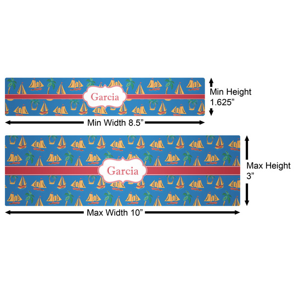 Boats & Palm Trees Water Bottle Labels w/ Dimensions