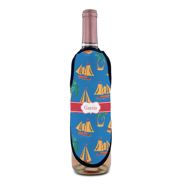 Boats & Palm Trees Wine Bottle Apron - IN CONTEXT