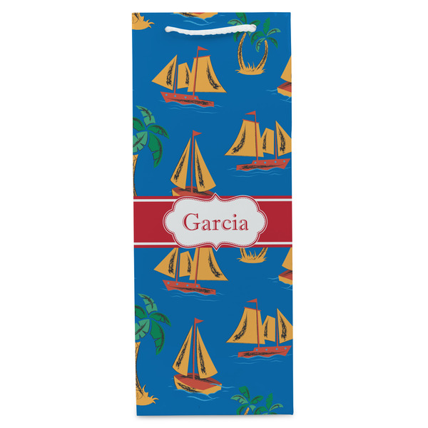 Boats & Palm Trees Wine Gift Bag - Gloss - Front