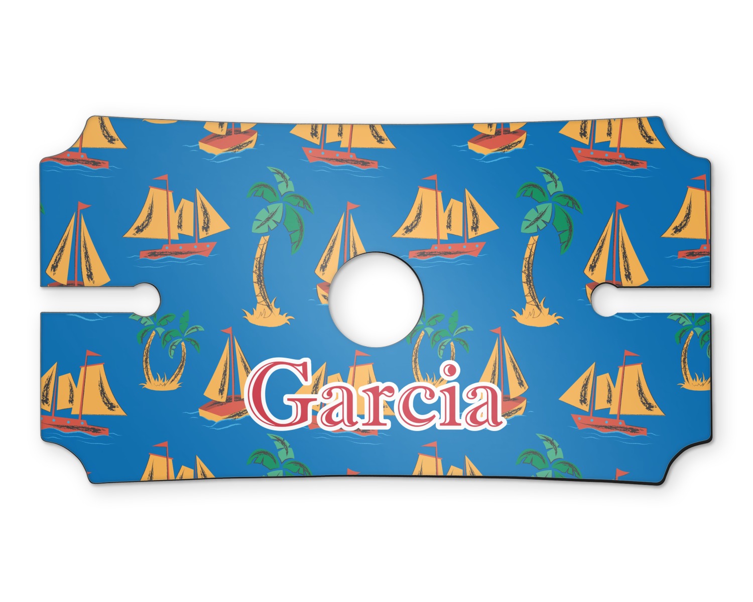 Custom Boats & Palm Trees Wine Bottle & Glass Holder (Personalized) YouCustomizeIt