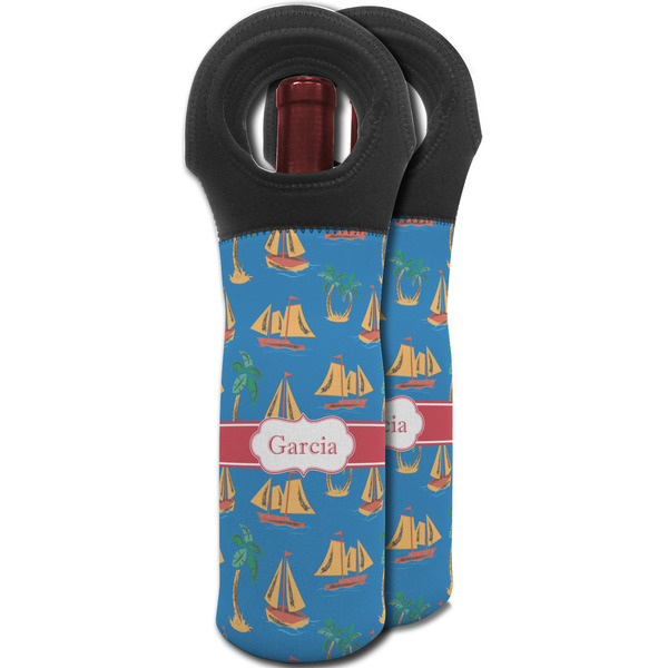 Boats & Palm Trees Wine Tote Bag - MAIN