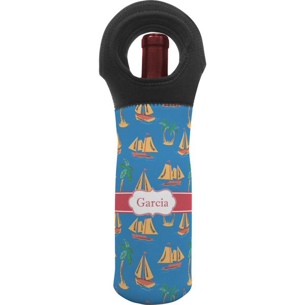 Custom Boats & Palm Trees Wine Tote Bag (Personalized)