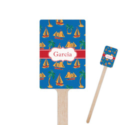 Boats & Palm Trees 6.25" Rectangle Wooden Stir Sticks - Single Sided (Personalized)