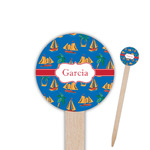 Boats & Palm Trees 6" Round Wooden Food Picks - Single Sided (Personalized)