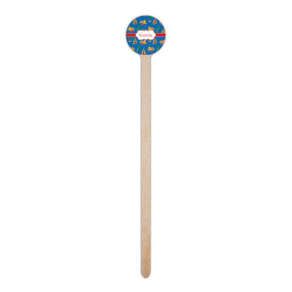 Boats & Palm Trees Wooden 6" Stir Stick - Round - Single Stick