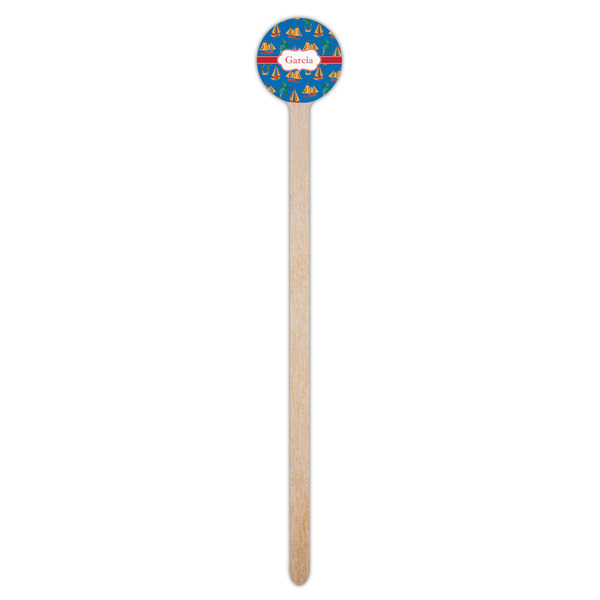 Boats & Palm Trees Wooden 7.5" Stir Stick - Round - Single Stick