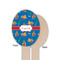 Boats & Palm Trees Wooden Food Pick - Oval - Single Sided - Front & Back