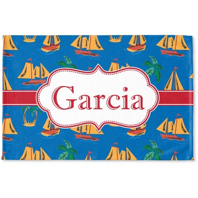 Boats & Palm Trees Woven Mat (Personalized)