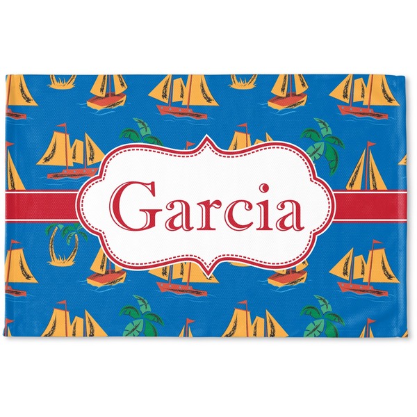 Custom Boats & Palm Trees Woven Mat (Personalized)