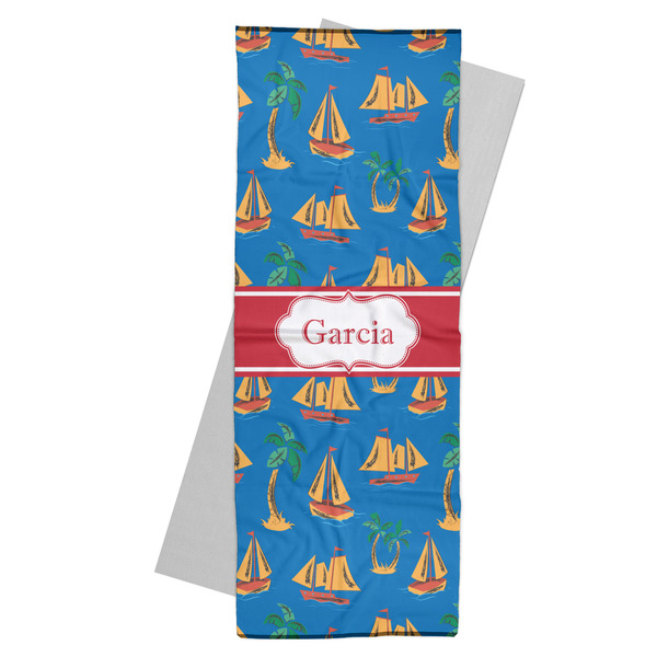 Custom Boats & Palm Trees Yoga Mat Towel (Personalized)