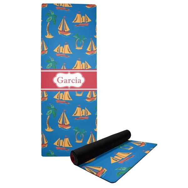 Custom Boats & Palm Trees Yoga Mat (Personalized)