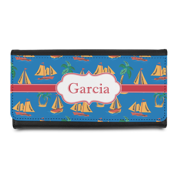 Custom Boats & Palm Trees Leatherette Ladies Wallet (Personalized)