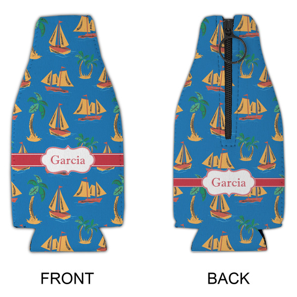 Boats & Palm Trees Zipper Bottle Cooler - APPROVAL