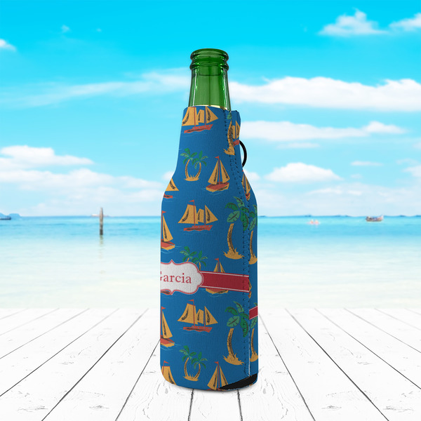 Boats & Palm Trees Zipper Bottle Cooler - LIFESTYLE