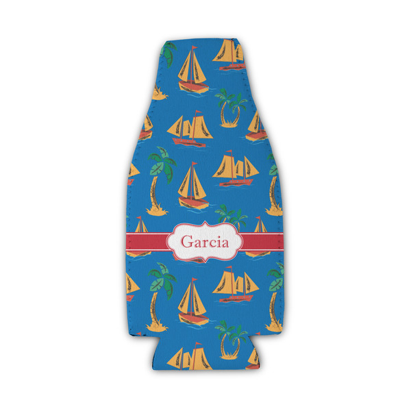 Boats & Palm Trees Zipper Bottle Cooler - Set of 4 - FRONT