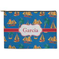 Boats & Palm Trees Zipper Pouch - Large - 12.5"x8.5" (Personalized)