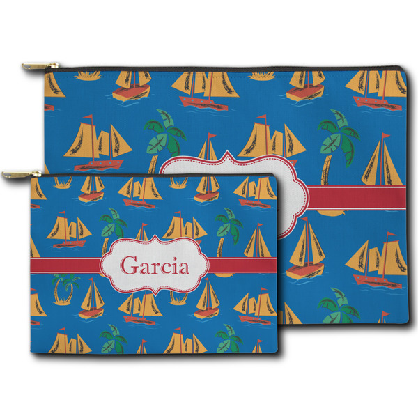 Boats & Palm Trees Zippered Pouches - Size Comparison