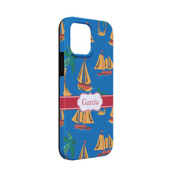 Boats & Palm Trees iPhone Case - Rubber Lined - iPhone 13 Mini (Personalized)