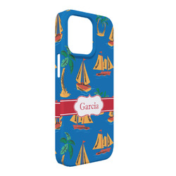 Boats & Palm Trees iPhone Case - Plastic - iPhone 13 Pro Max (Personalized)