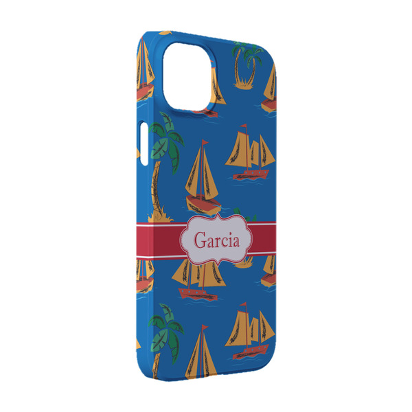 Custom Boats & Palm Trees iPhone Case - Plastic - iPhone 14 (Personalized)