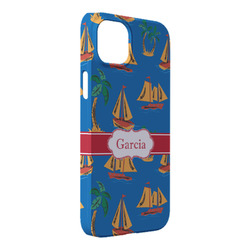 Boats & Palm Trees iPhone Case - Plastic - iPhone 14 Plus (Personalized)