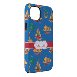 Boats & Palm Trees iPhone Case - Rubber Lined - iPhone 14 Plus (Personalized)