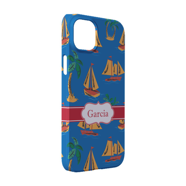 Custom Boats & Palm Trees iPhone Case - Plastic - iPhone 14 Pro (Personalized)