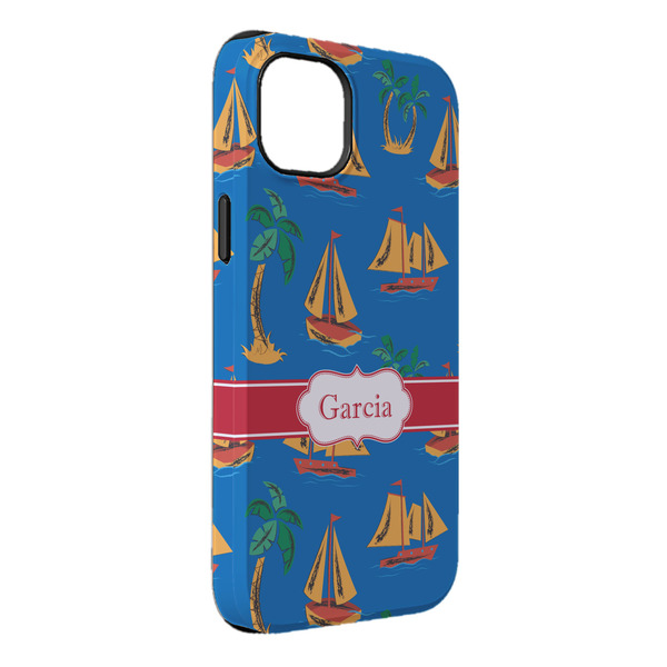 Custom Boats & Palm Trees iPhone Case - Rubber Lined - iPhone 14 Pro Max (Personalized)