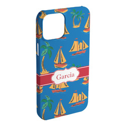 Boats & Palm Trees iPhone Case - Plastic - iPhone 15 Plus (Personalized)