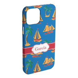 Boats & Palm Trees iPhone Case - Plastic - iPhone 15 Pro Max (Personalized)