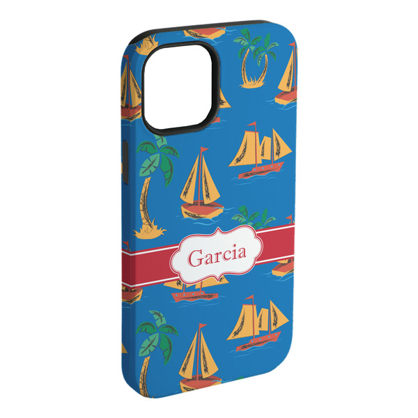 Custom Boats & Palm Trees iPhone Case - Rubber Lined (Personalized)