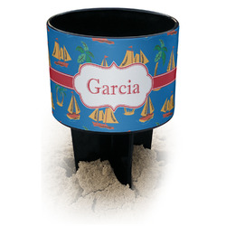 Boats & Palm Trees Black Beach Spiker Drink Holder (Personalized)