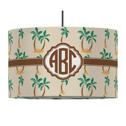 Palm Trees 12" Drum Pendant Lamp - Fabric (Personalized)