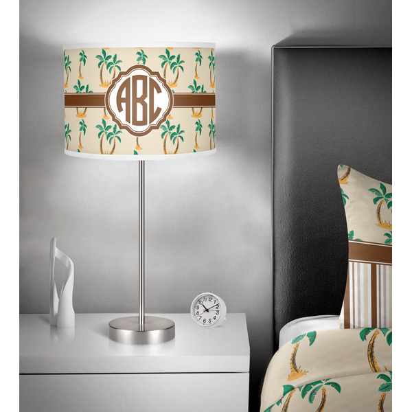 Palm Trees 13 inch drum lamp shade - in room