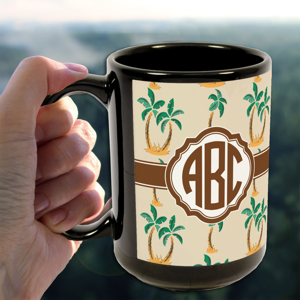 Palm Trees 15oz. Black Mug - LIFESTYLE