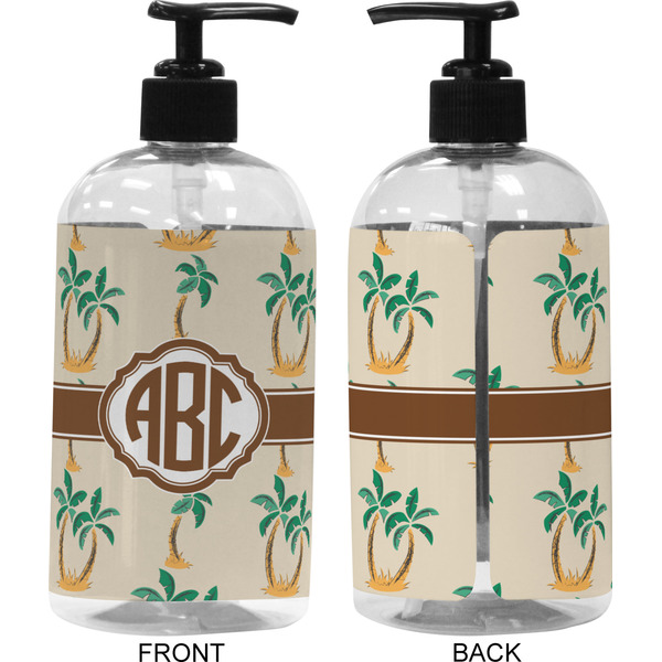 Palm Trees 16 oz Plastic Liquid Dispenser (Approval) - Black