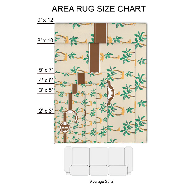 Palm Trees 2'x3' Indoor Area Rugs - Size Chart
