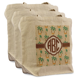 Palm Trees Reusable Cotton Grocery Bags - Set of 3 (Personalized)