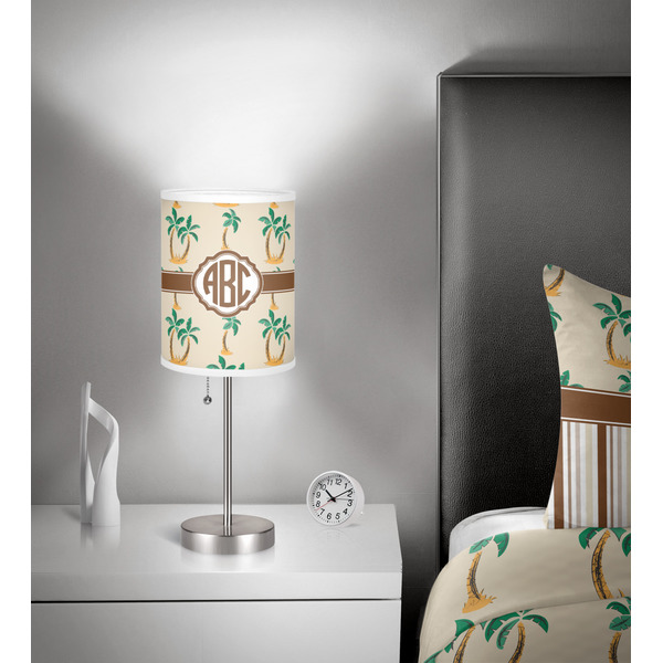 Palm Trees 7 inch drum lamp shade - in room