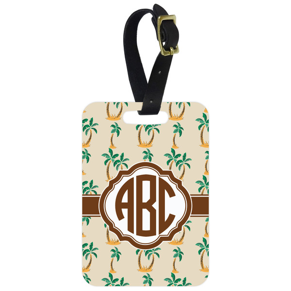 Custom Palm Trees Metal Luggage Tag w/ Monogram