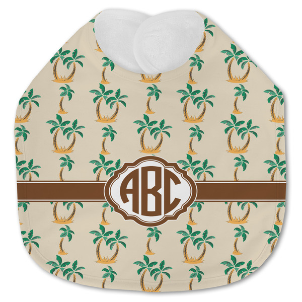 Custom Palm Trees Jersey Knit Baby Bib w/ Monogram